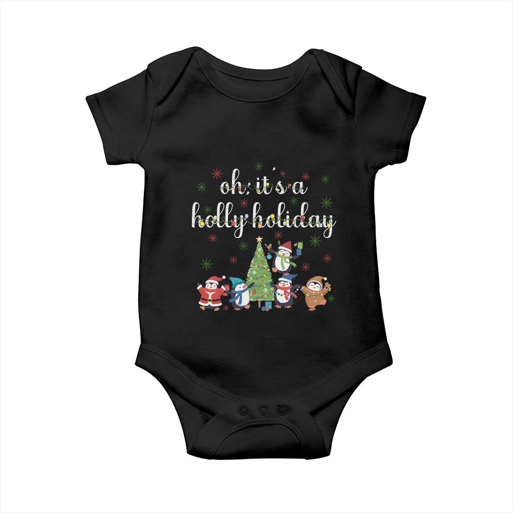 Penguins Christmas Baby Onesie Oh Its A Jolly Holiday Xmas Light - Wonder Print Shop