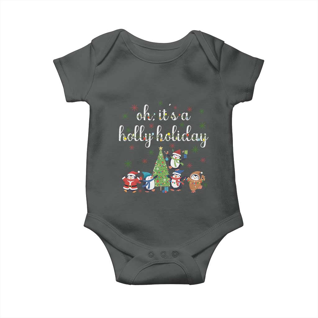 Penguins Christmas Baby Onesie Oh Its A Jolly Holiday Xmas Light - Wonder Print Shop