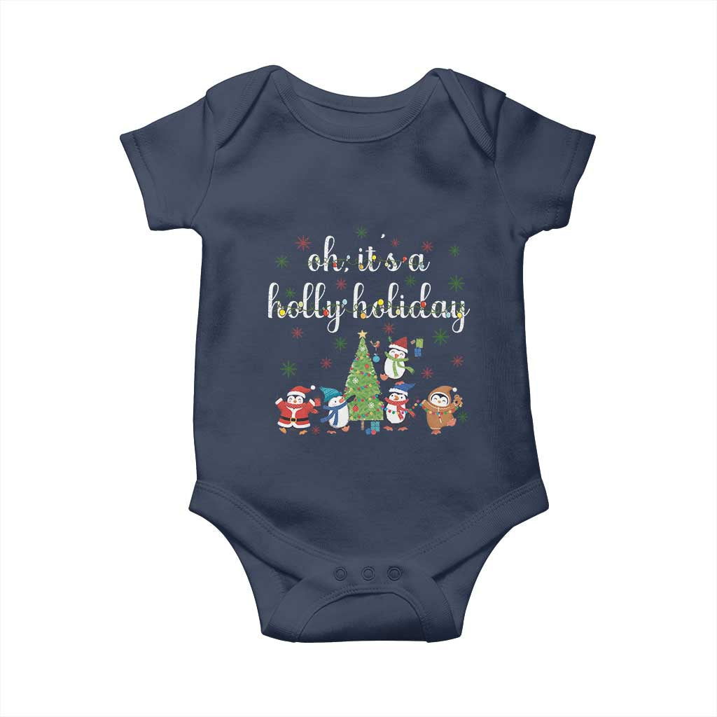 Penguins Christmas Baby Onesie Oh Its A Jolly Holiday Xmas Light - Wonder Print Shop