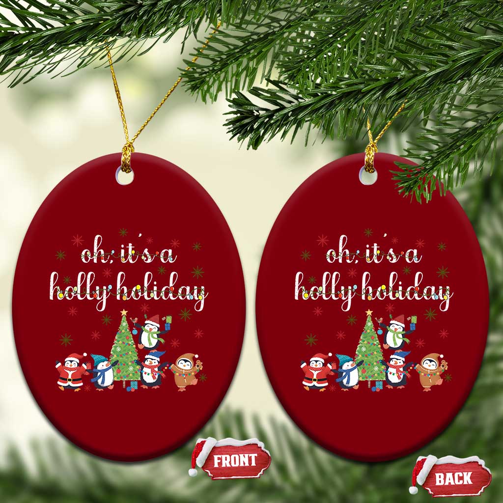 Penguins Christmas Ceramic Ornament Oh Its A Jolly Holiday Xmas Light - Wonder Print Shop