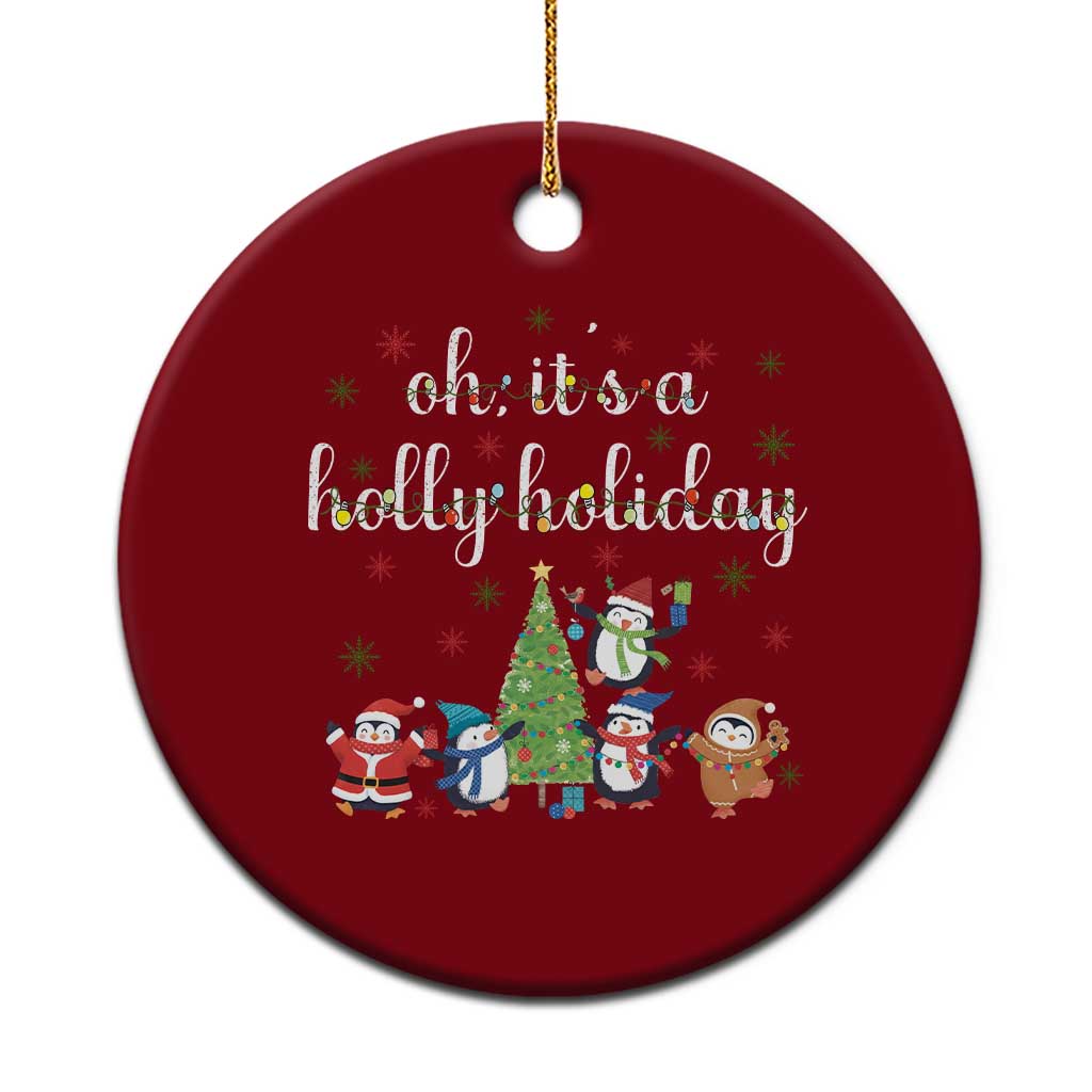 Penguins Christmas Ceramic Ornament Oh Its A Jolly Holiday Xmas Light - Wonder Print Shop