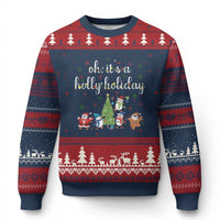 Penguins Xmas Ugly Christmas Sweater Oh Its A Jolly Holiday Xmas Light - Wonder Print Shop