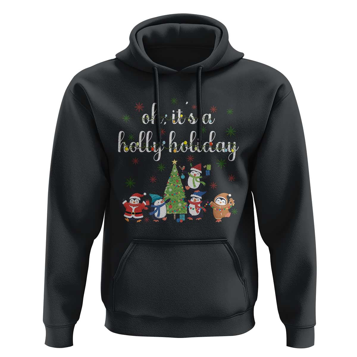 Penguins Christmas Hoodie Oh Its A Jolly Holiday Xmas Light - Wonder Print Shop