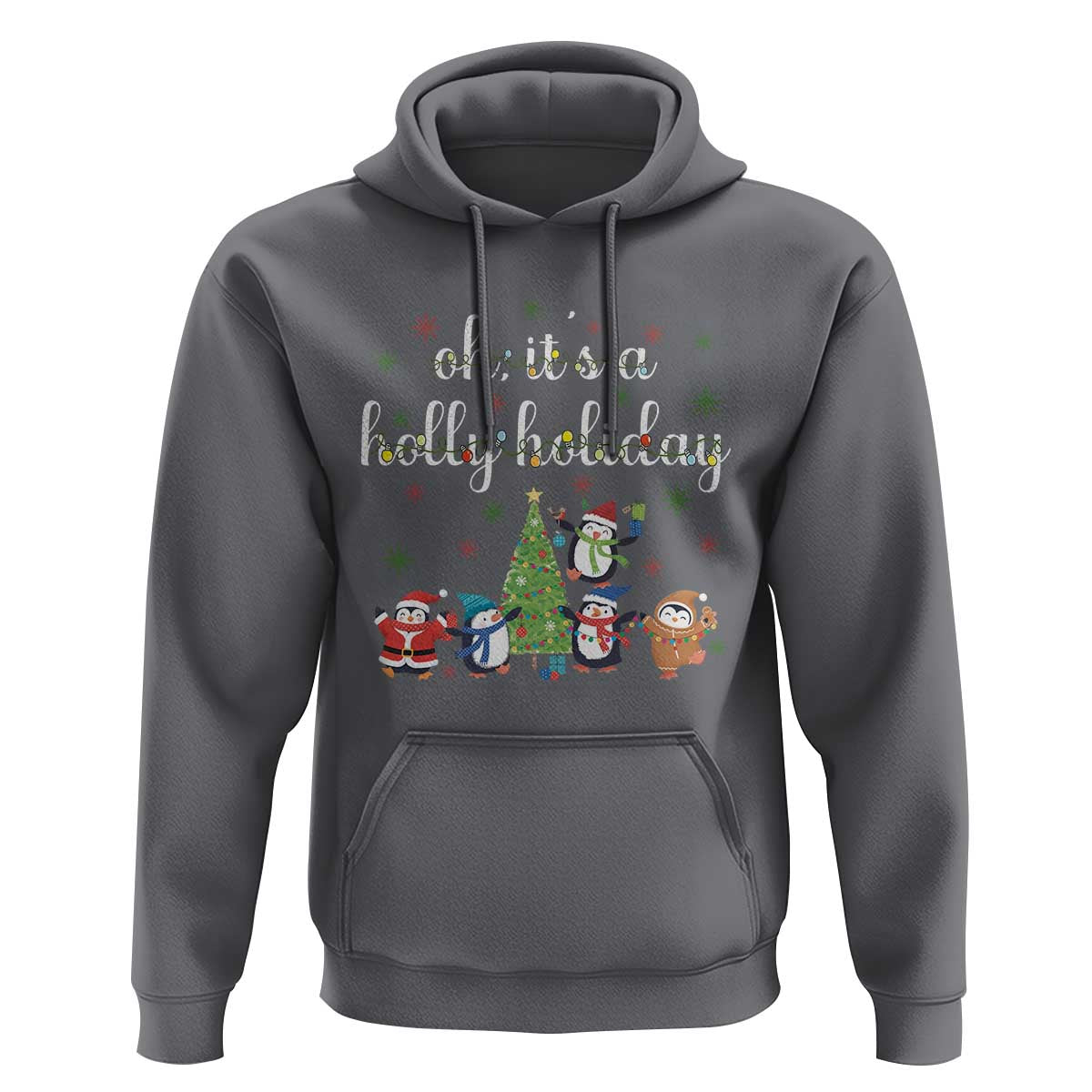 Penguins Christmas Hoodie Oh Its A Jolly Holiday Xmas Light - Wonder Print Shop