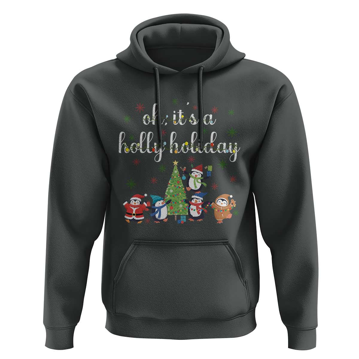 Penguins Christmas Hoodie Oh Its A Jolly Holiday Xmas Light - Wonder Print Shop