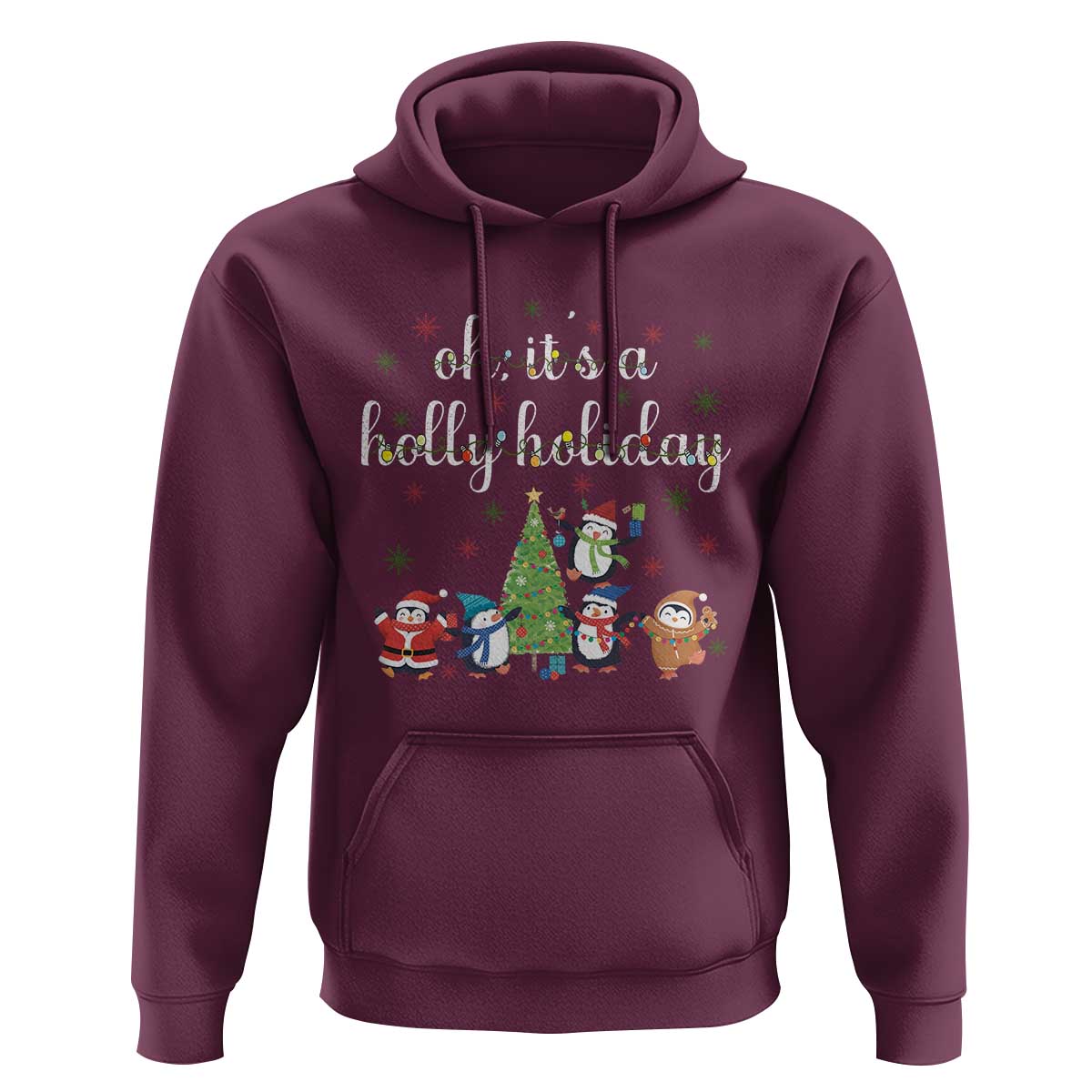 Penguins Christmas Hoodie Oh Its A Jolly Holiday Xmas Light - Wonder Print Shop
