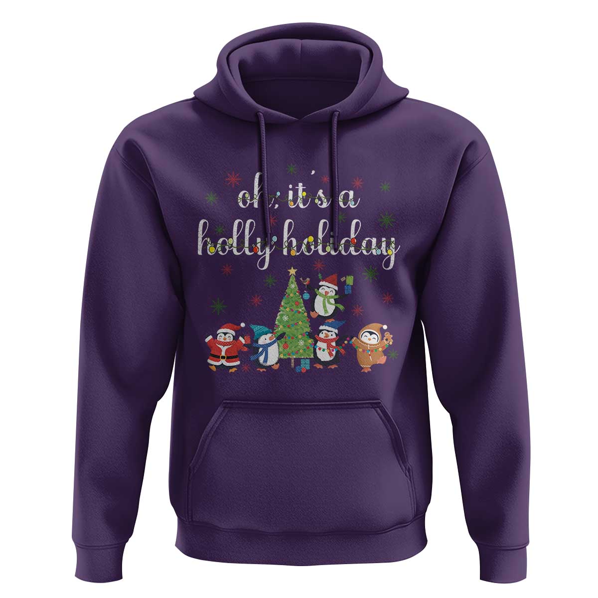 Penguins Christmas Hoodie Oh Its A Jolly Holiday Xmas Light - Wonder Print Shop