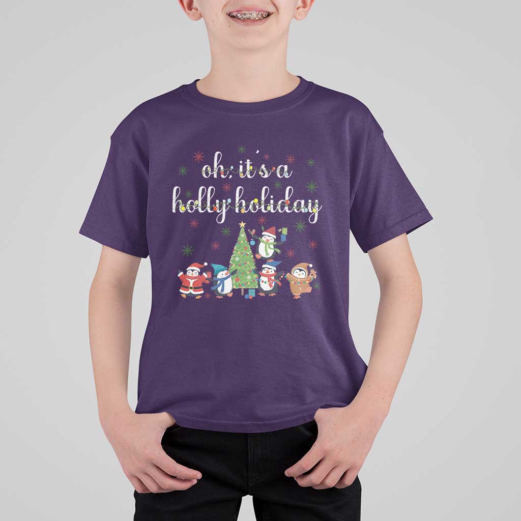 Penguins Christmas T Shirt For Kid Oh Its A Jolly Holiday Xmas Light - Wonder Print Shop