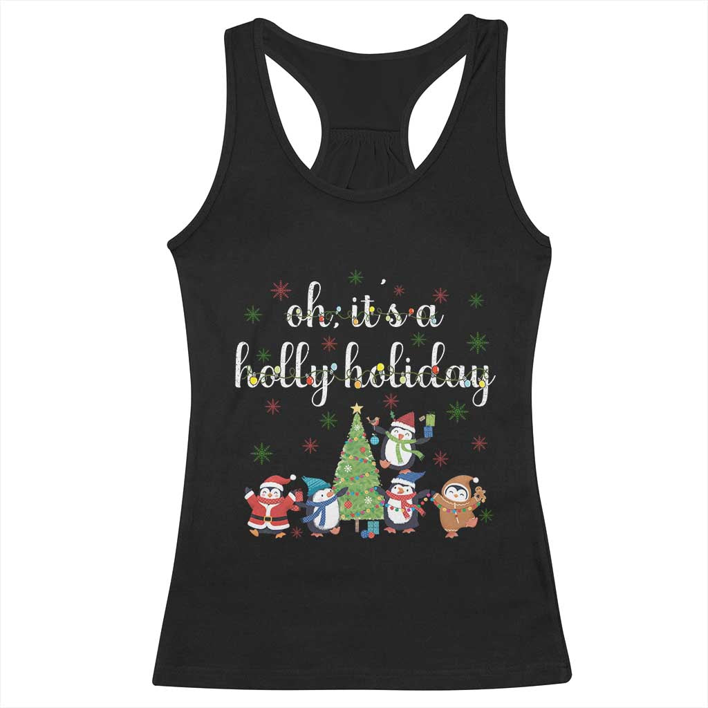 Penguins Christmas Racerback Tank Top Oh Its A Jolly Holiday Xmas Light - Wonder Print Shop