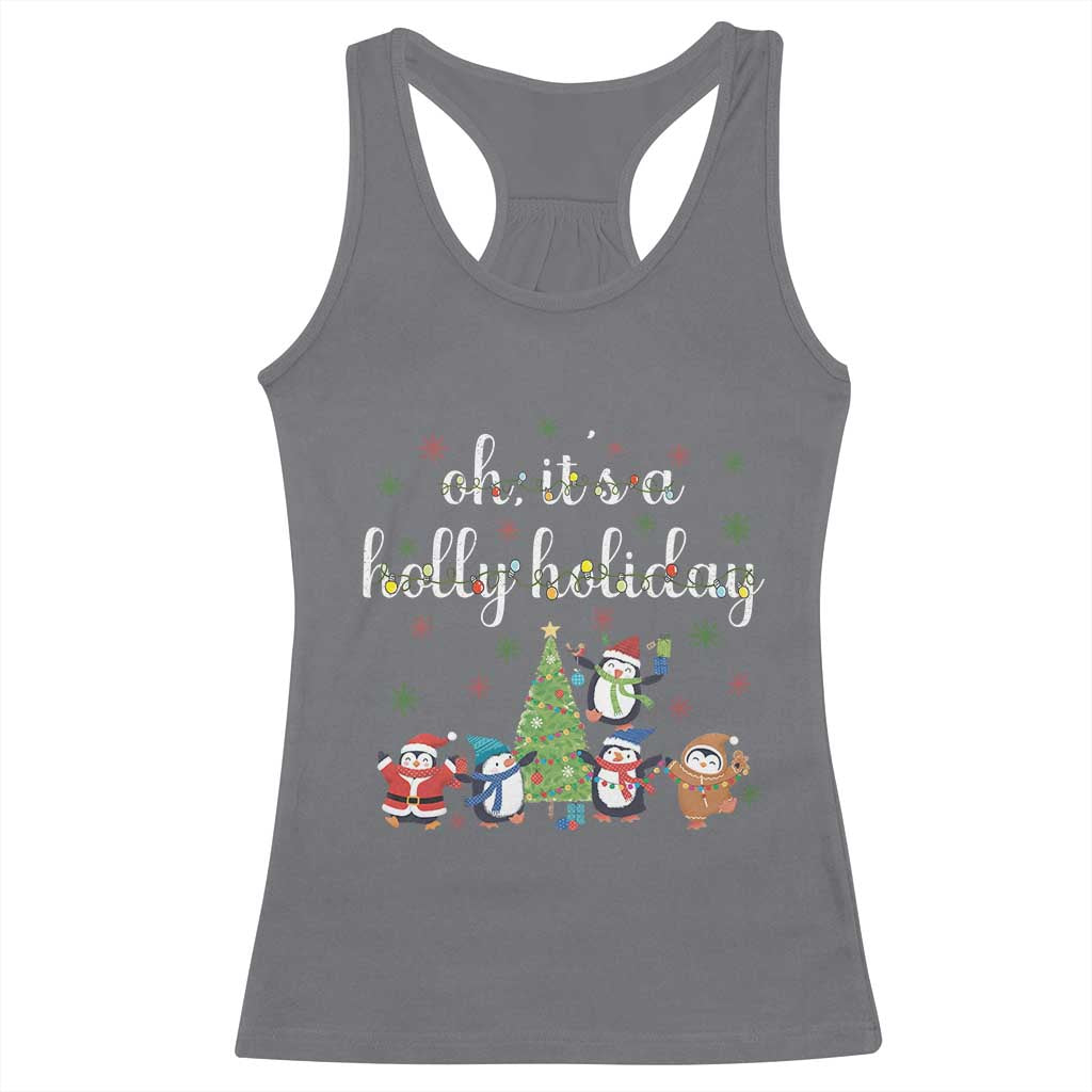 Penguins Christmas Racerback Tank Top Oh Its A Jolly Holiday Xmas Light - Wonder Print Shop