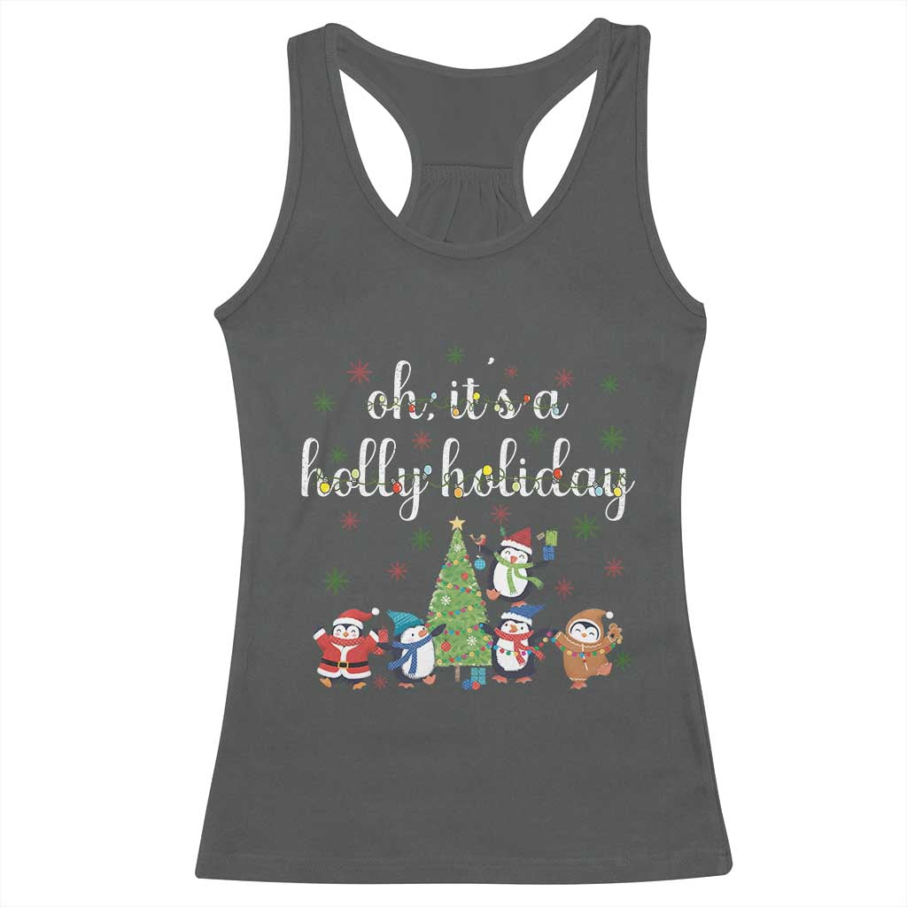 Penguins Christmas Racerback Tank Top Oh Its A Jolly Holiday Xmas Light - Wonder Print Shop