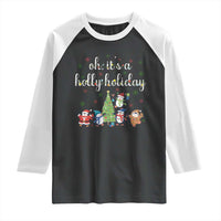 Penguins Christmas Raglan Shirt Oh Its A Jolly Holiday Xmas Light - Wonder Print Shop