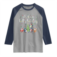 Penguins Christmas Raglan Shirt Oh Its A Jolly Holiday Xmas Light - Wonder Print Shop