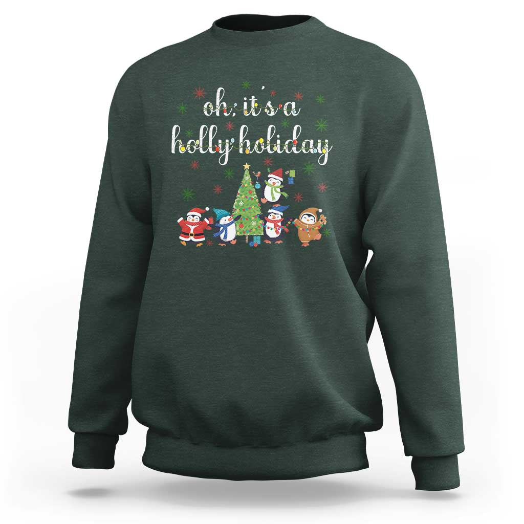 Penguins Christmas Sweatshirt Oh Its A Jolly Holiday Xmas Light - Wonder Print Shop