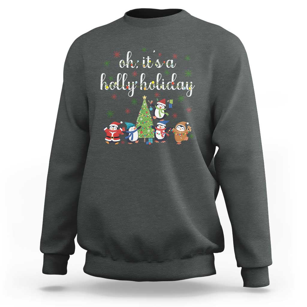Penguins Christmas Sweatshirt Oh Its A Jolly Holiday Xmas Light - Wonder Print Shop