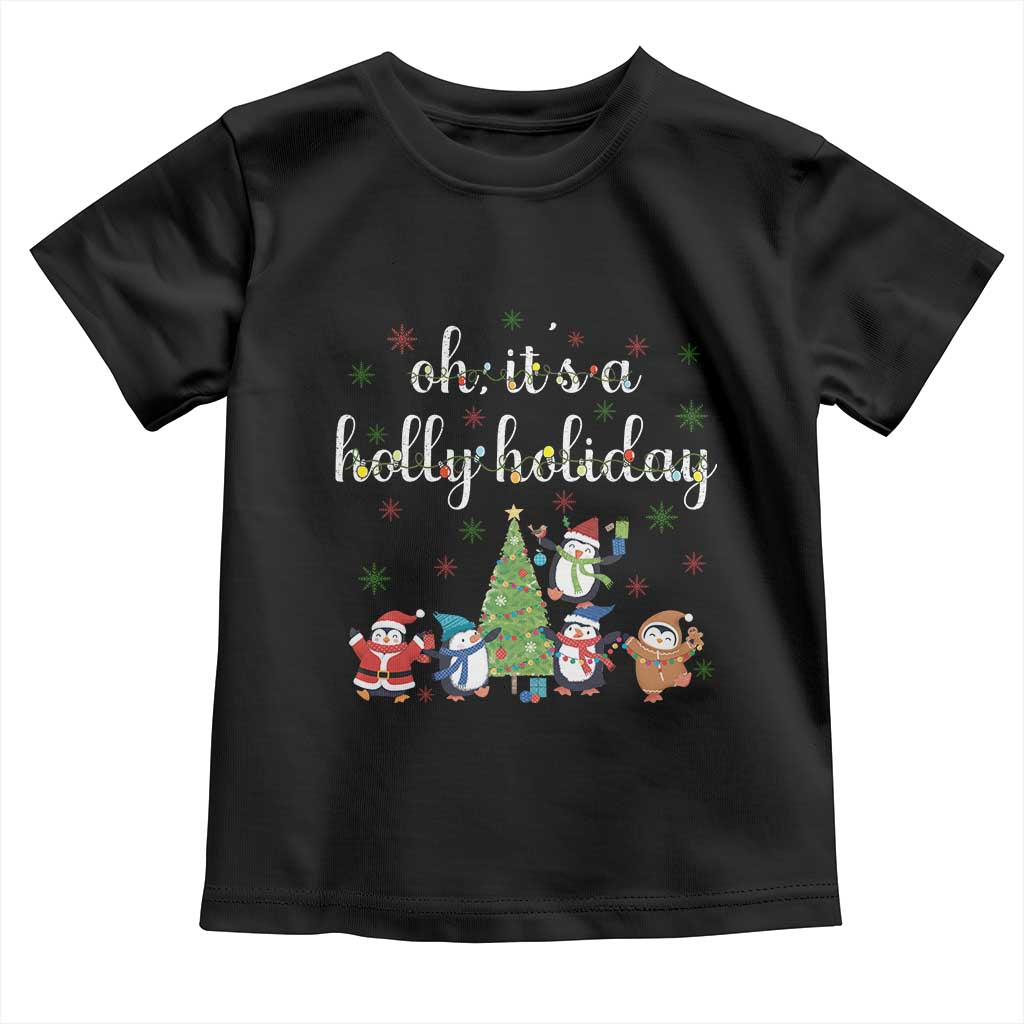 Penguins Christmas Toddler T Shirt Oh Its A Jolly Holiday Xmas Light - Wonder Print Shop