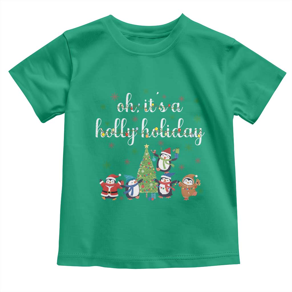 Penguins Christmas Toddler T Shirt Oh Its A Jolly Holiday Xmas Light - Wonder Print Shop