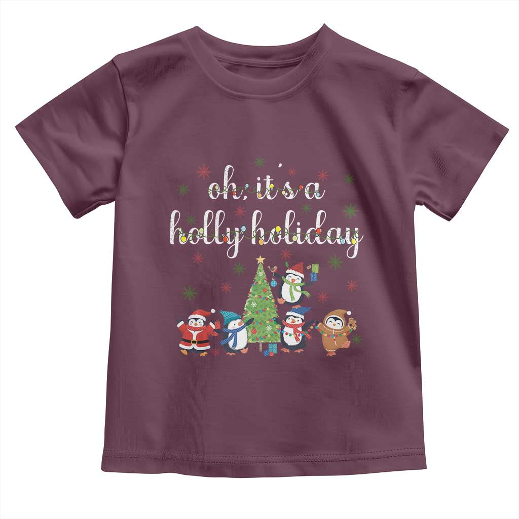 Penguins Christmas Toddler T Shirt Oh Its A Jolly Holiday Xmas Light - Wonder Print Shop