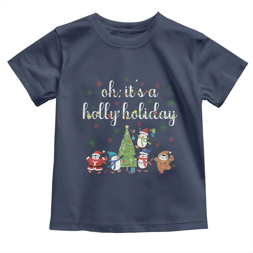 Penguins Christmas Toddler T Shirt Oh Its A Jolly Holiday Xmas Light - Wonder Print Shop