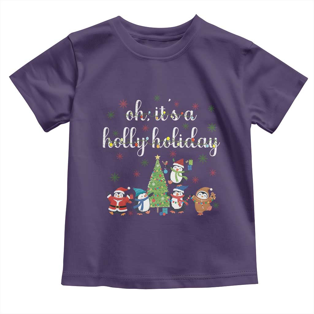 Penguins Christmas Toddler T Shirt Oh Its A Jolly Holiday Xmas Light - Wonder Print Shop