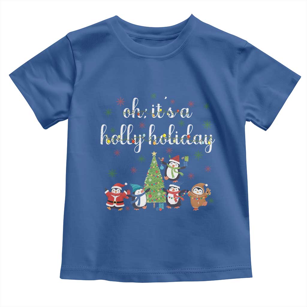 Penguins Christmas Toddler T Shirt Oh Its A Jolly Holiday Xmas Light - Wonder Print Shop
