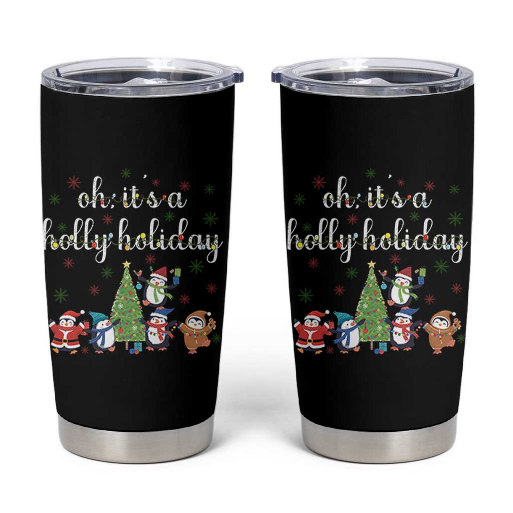 Penguins Christmas Tumbler Cup Oh Its A Jolly Holiday Xmas Light - Wonder Print Shop