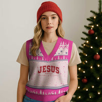 Jesus is the Reason Xmas V-Neck Knit Sweater Vest Christian Varsity - Wonder Print Shop
