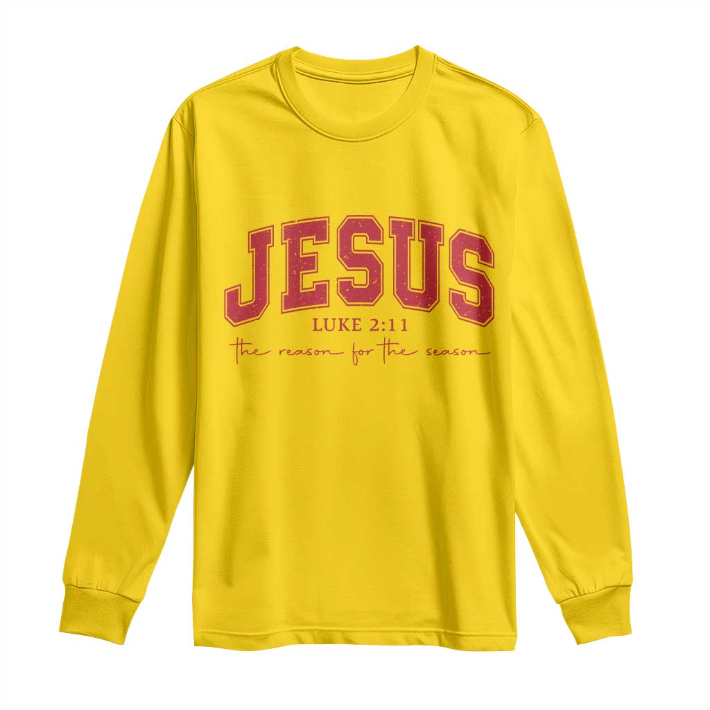 Jesus is the Reason Christmas Long Sleeve Shirt Christian Varsity - Wonder Print Shop
