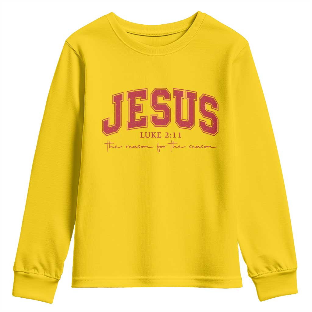 Jesus is the Reason Christmas Youth Sweatshirt Christian Varsity - Wonder Print Shop