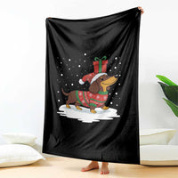 Christmas Dachshund Throw Blanket Funny Weiner Santa Hat Xmas Dog Puppy Lover - Wonder Print Shop