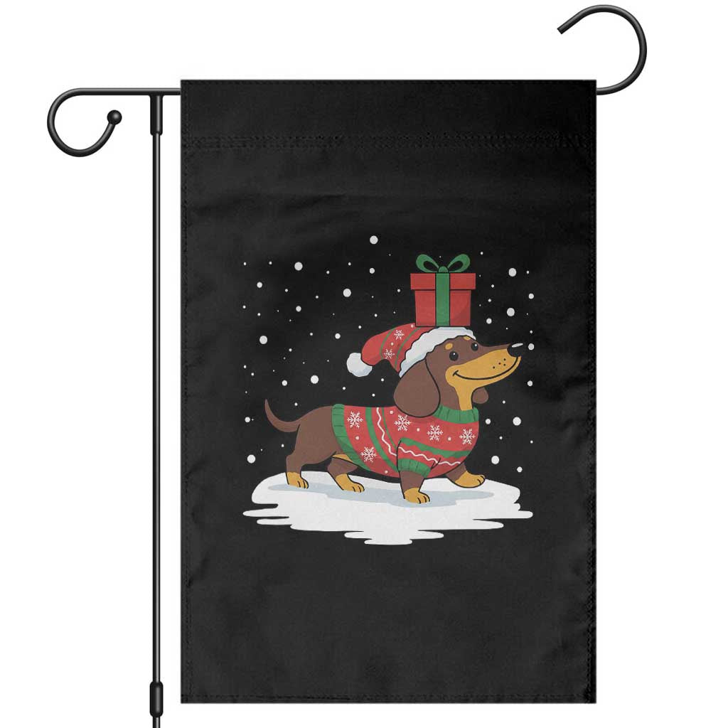 Christmas Dachshund Garden Flag Funny Weiner Santa Hat Xmas Dog Puppy Lover - Wonder Print Shop