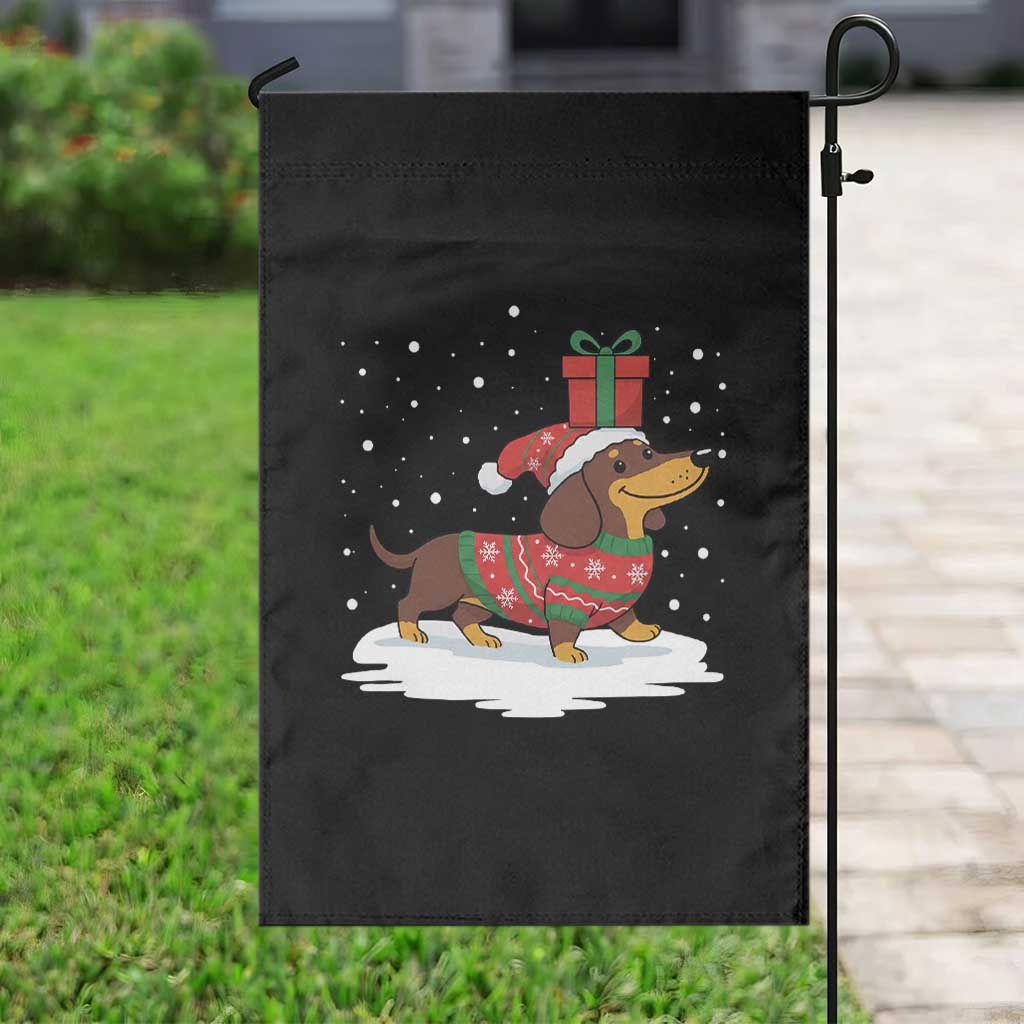 Christmas Dachshund Garden Flag Funny Weiner Santa Hat Xmas Dog Puppy Lover - Wonder Print Shop