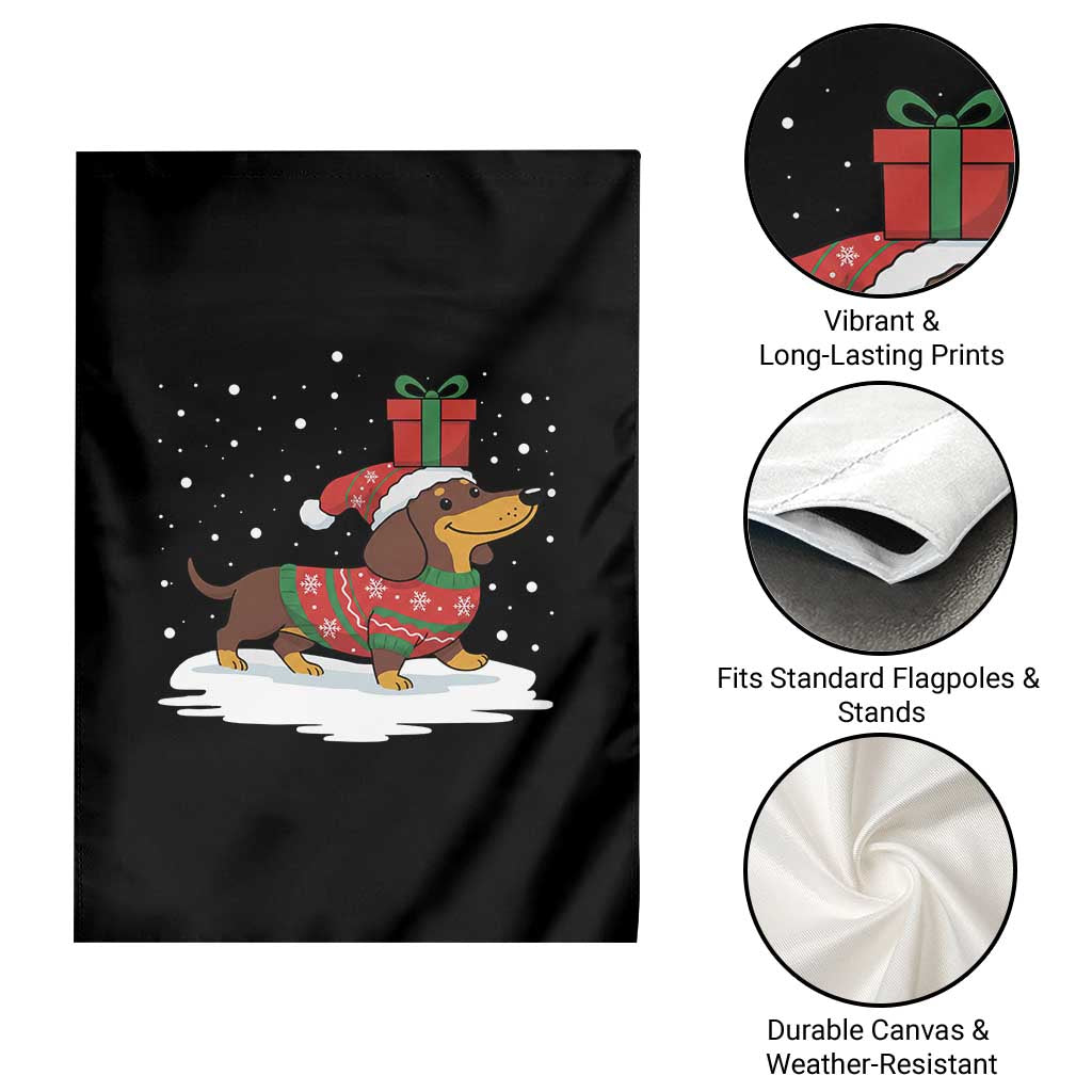 Christmas Dachshund Garden Flag Funny Weiner Santa Hat Xmas Dog Puppy Lover - Wonder Print Shop