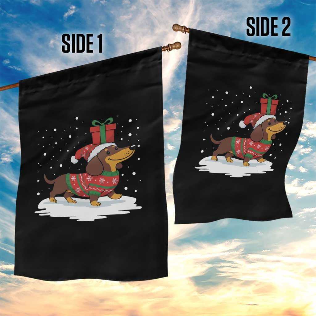 Christmas Dachshund Garden Flag Funny Weiner Santa Hat Xmas Dog Puppy Lover - Wonder Print Shop