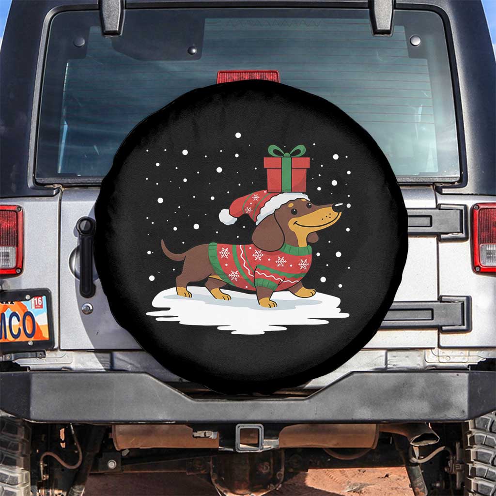 Christmas Dachshund Spare Tire Cover Funny Weiner Santa Hat Xmas Dog Puppy Lover - Wonder Print Shop