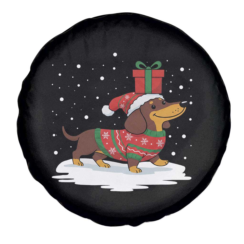 Christmas Dachshund Spare Tire Cover Funny Weiner Santa Hat Xmas Dog Puppy Lover - Wonder Print Shop