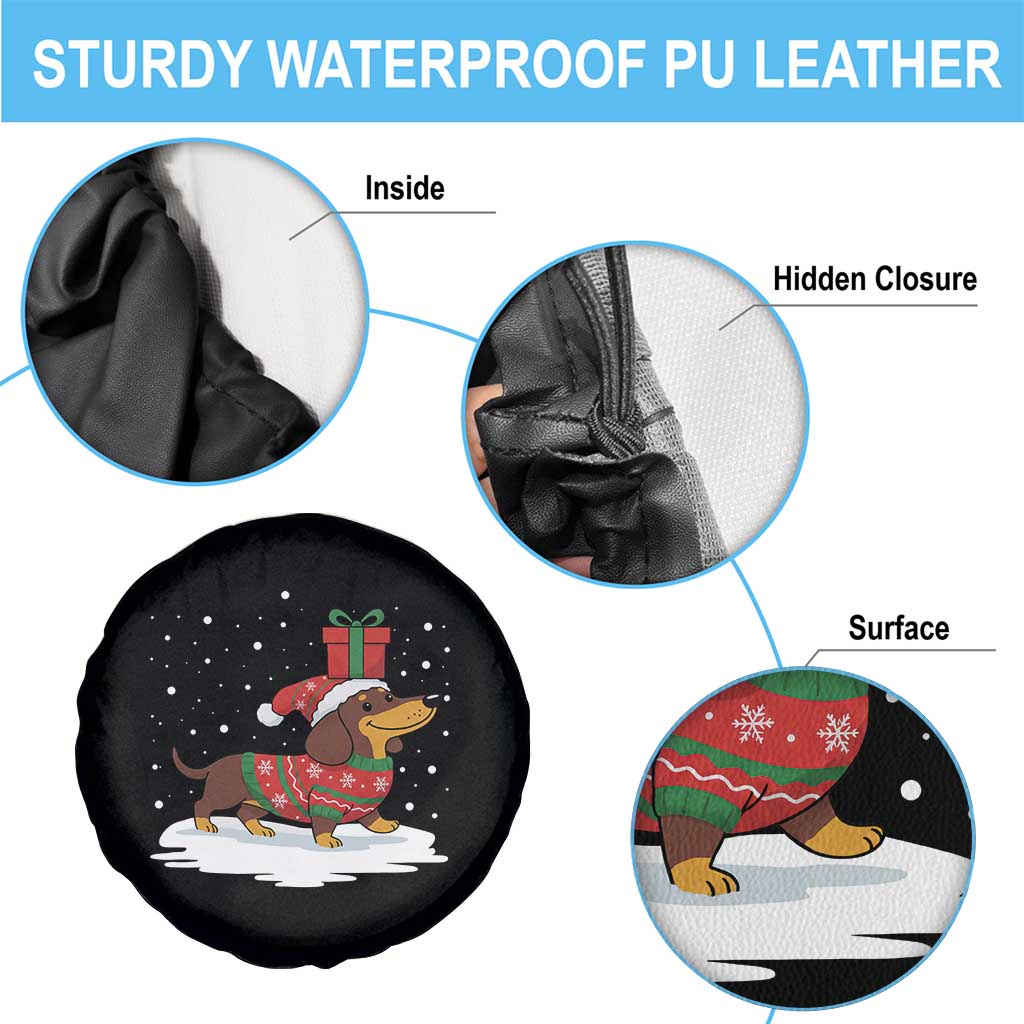 Christmas Dachshund Spare Tire Cover Funny Weiner Santa Hat Xmas Dog Puppy Lover - Wonder Print Shop