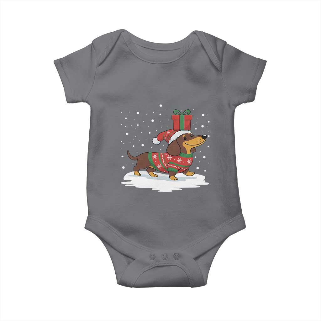 Christmas Dachshund Baby Onesie Funny Weiner Santa Hat Xmas Dog Puppy Lover - Wonder Print Shop