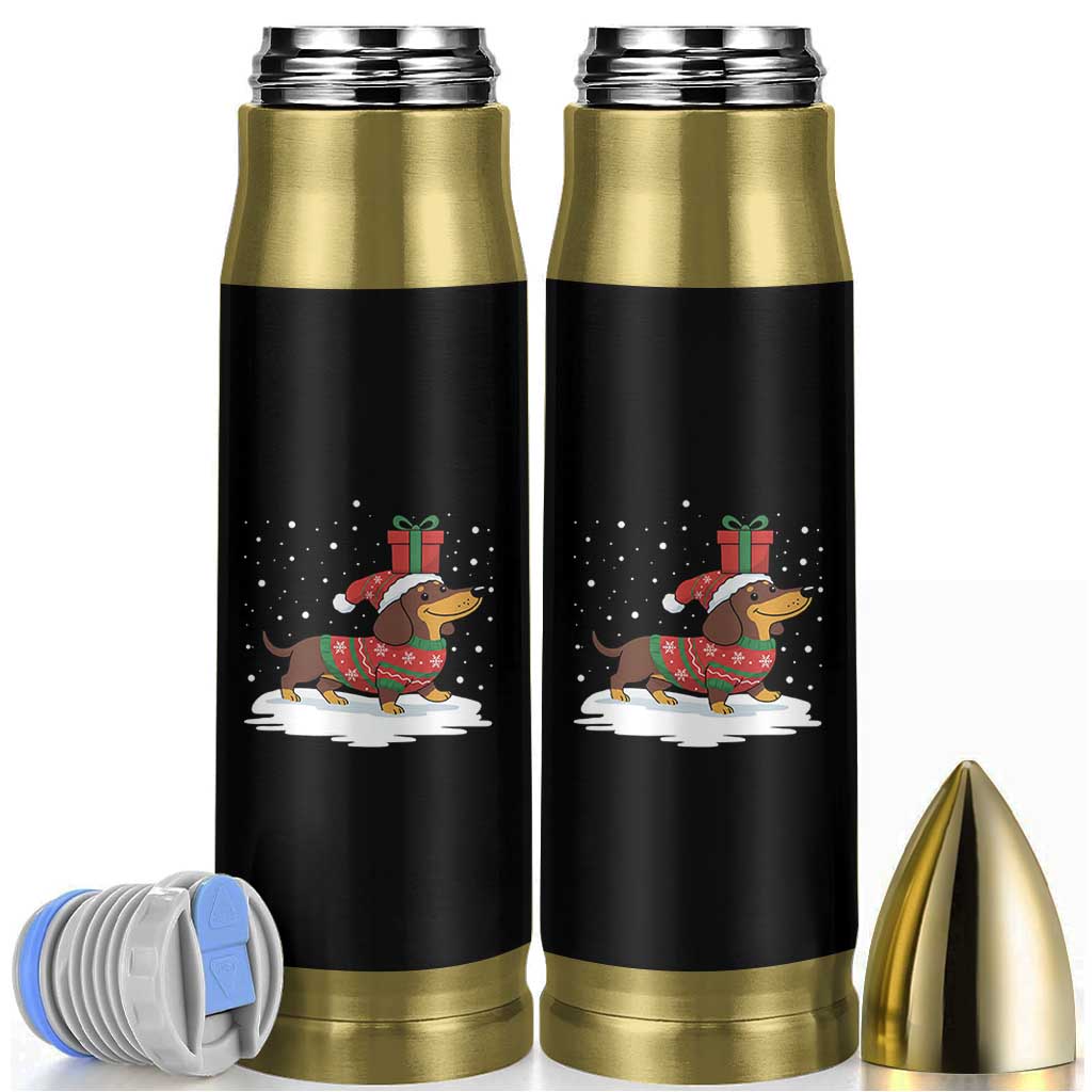 Christmas Dachshund Bullet Tumbler Funny Weiner Santa Hat Xmas Dog Puppy Lover - Wonder Print Shop