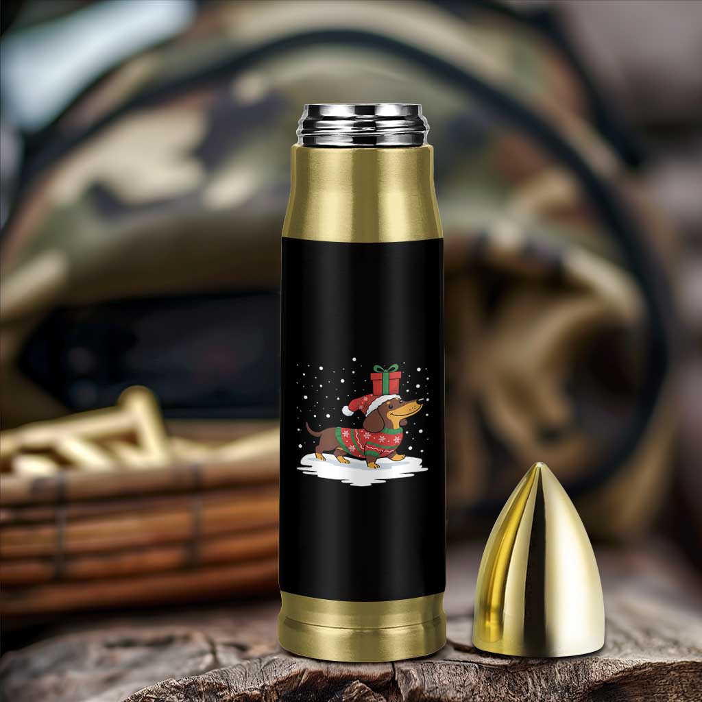 Christmas Dachshund Bullet Tumbler Funny Weiner Santa Hat Xmas Dog Puppy Lover - Wonder Print Shop