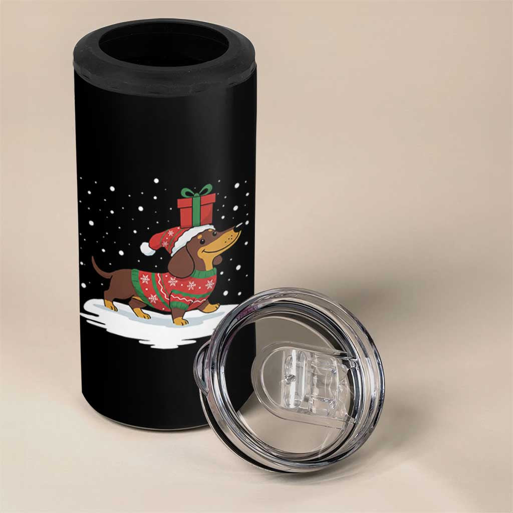 Christmas Dachshund 4 in 1 Can Cooler Tumbler Funny Weiner Santa Hat Xmas Dog Puppy Lover - Wonder Print Shop