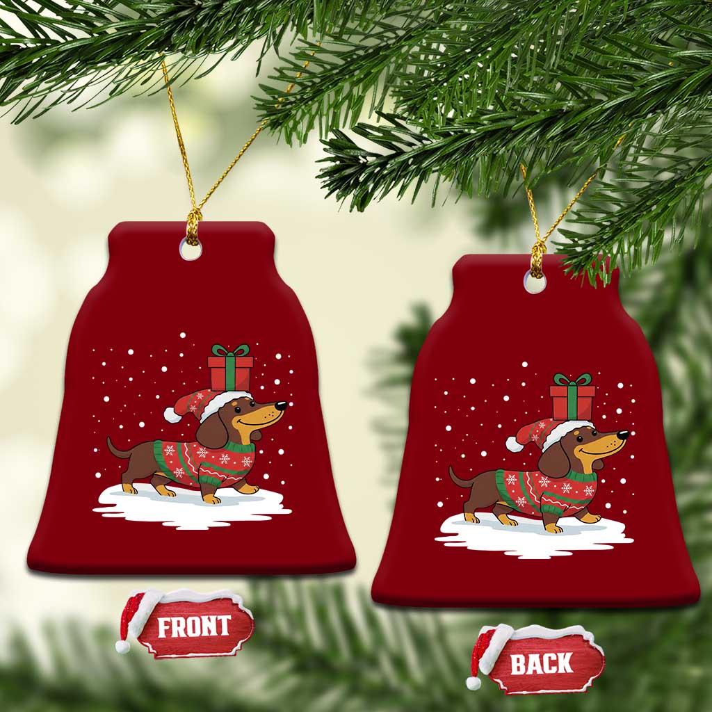 Christmas Dachshund Ceramic Ornament Funny Weiner Santa Hat Xmas Dog Puppy Lover - Wonder Print Shop