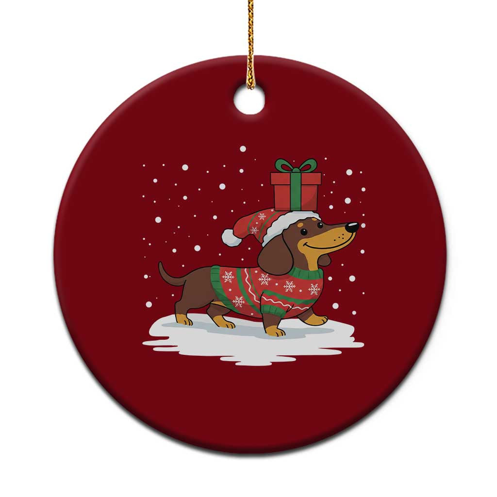 Christmas Dachshund Ceramic Ornament Funny Weiner Santa Hat Xmas Dog Puppy Lover - Wonder Print Shop