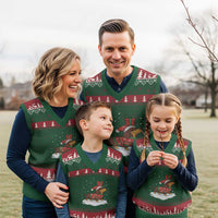 Xmas Dachshund V-Neck Knit Sweater Vest Funny Weiner Santa Hat Xmas Dog Puppy Lover - Wonder Print Shop