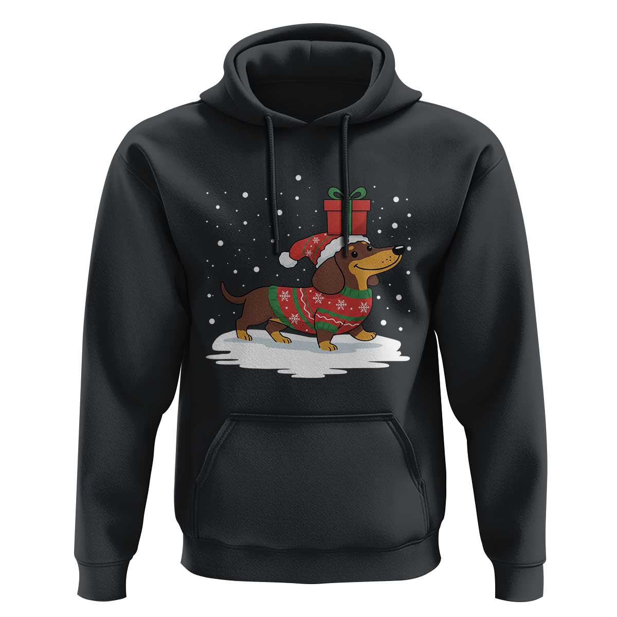 Christmas Dachshund Hoodie Funny Weiner Santa Hat Xmas Dog Puppy Lover - Wonder Print Shop