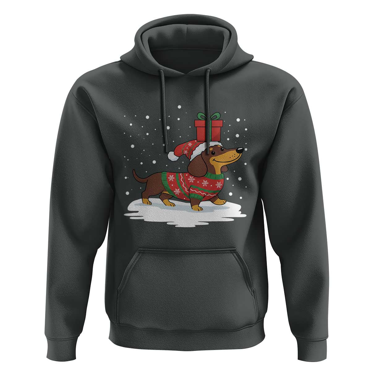 Christmas Dachshund Hoodie Funny Weiner Santa Hat Xmas Dog Puppy Lover - Wonder Print Shop