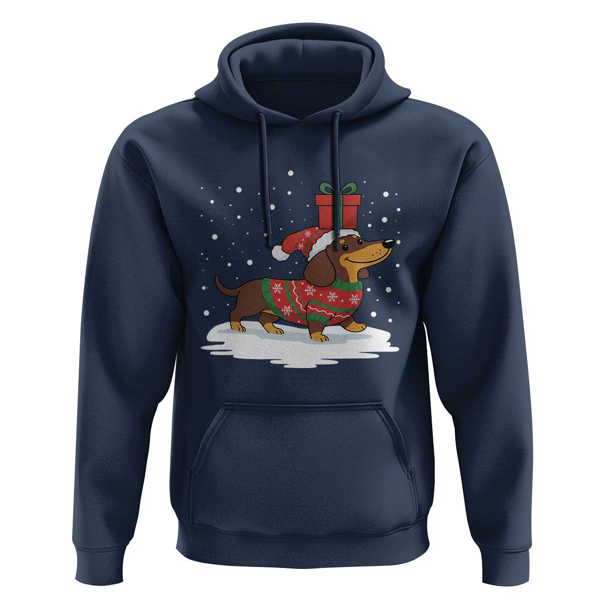 Christmas Dachshund Hoodie Funny Weiner Santa Hat Xmas Dog Puppy Lover - Wonder Print Shop
