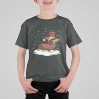 Christmas Dachshund T Shirt For Kid Funny Weiner Santa Hat Xmas Dog Puppy Lover - Wonder Print Shop