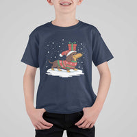 Christmas Dachshund T Shirt For Kid Funny Weiner Santa Hat Xmas Dog Puppy Lover - Wonder Print Shop