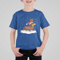 Christmas Dachshund T Shirt For Kid Funny Weiner Santa Hat Xmas Dog Puppy Lover - Wonder Print Shop